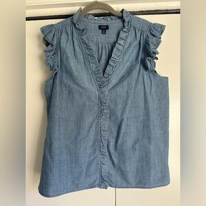 J. Crew Denim Ruffle Sleeveless Top